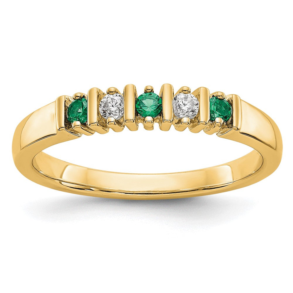 14k Yellow Gold Diamond w/Emerald Band