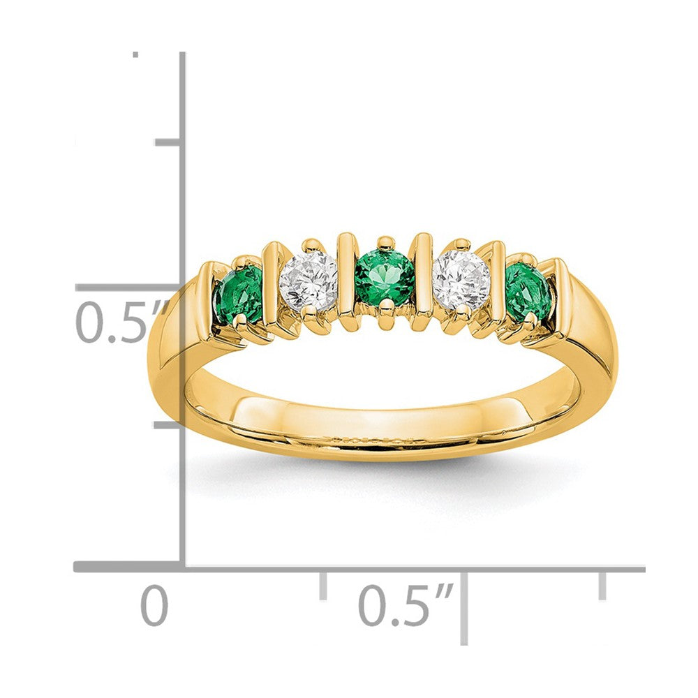 14k Yellow Gold Diamond w/Emerald Band