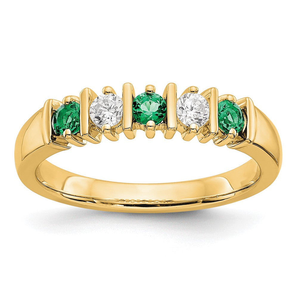 14k Yellow Gold Diamond w/Emerald Band