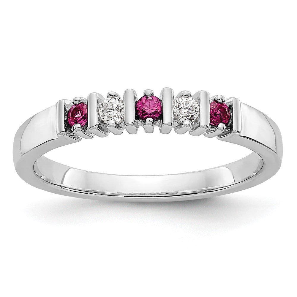 14k White Gold Diamond w/Ruby Band