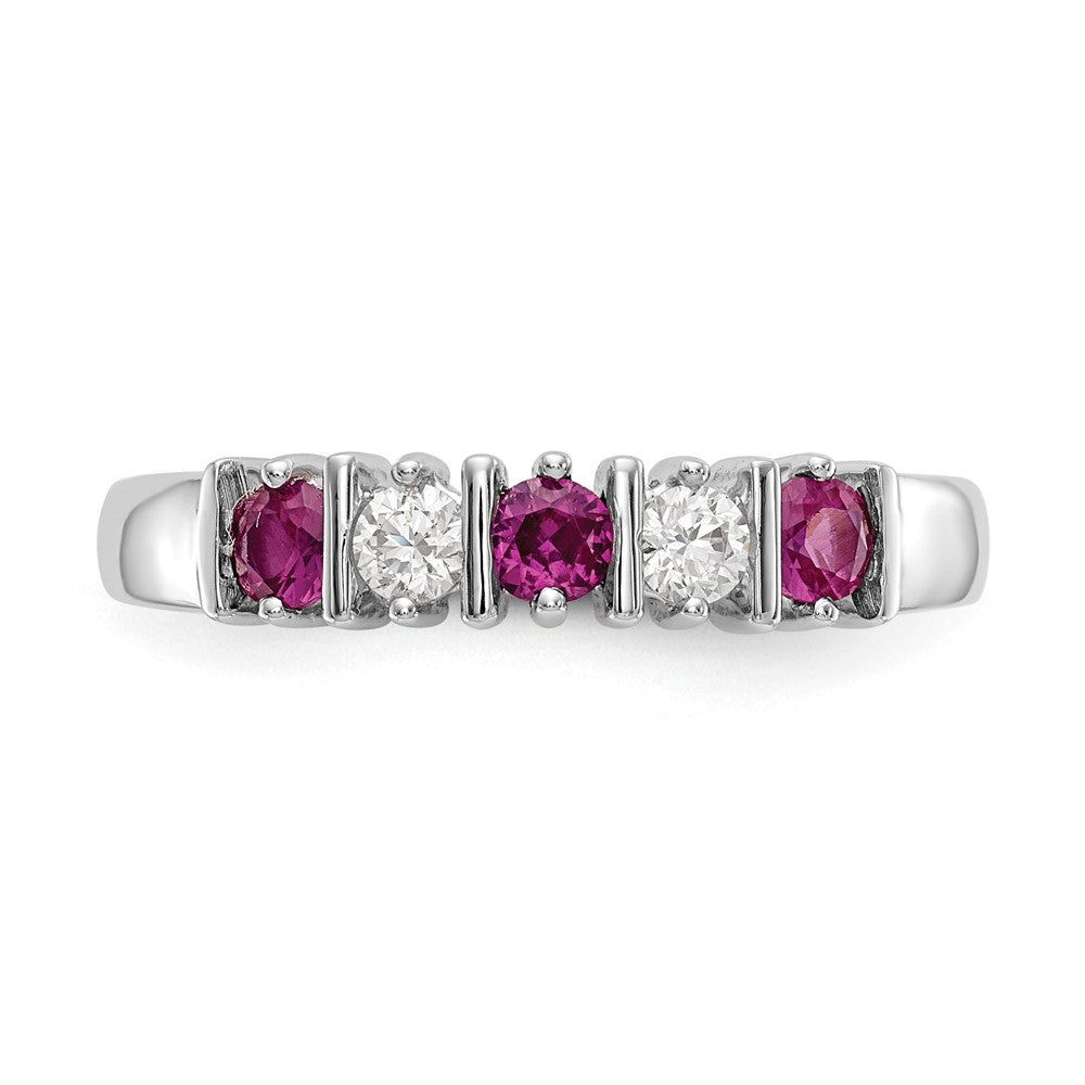 14k White Gold Diamond w/Ruby Band
