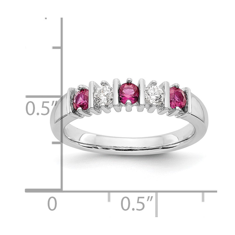 14k White Gold Diamond w/Ruby Band