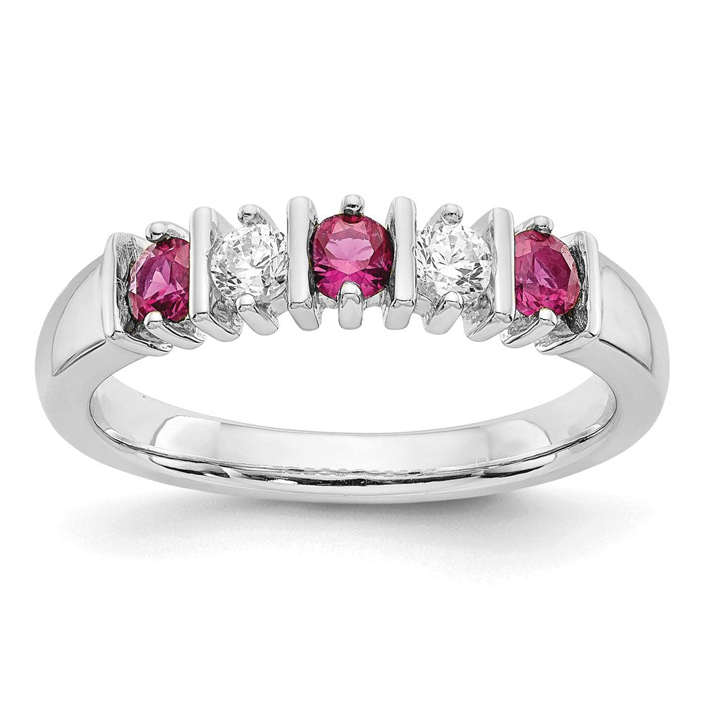 14k White Gold Diamond w/Ruby Band