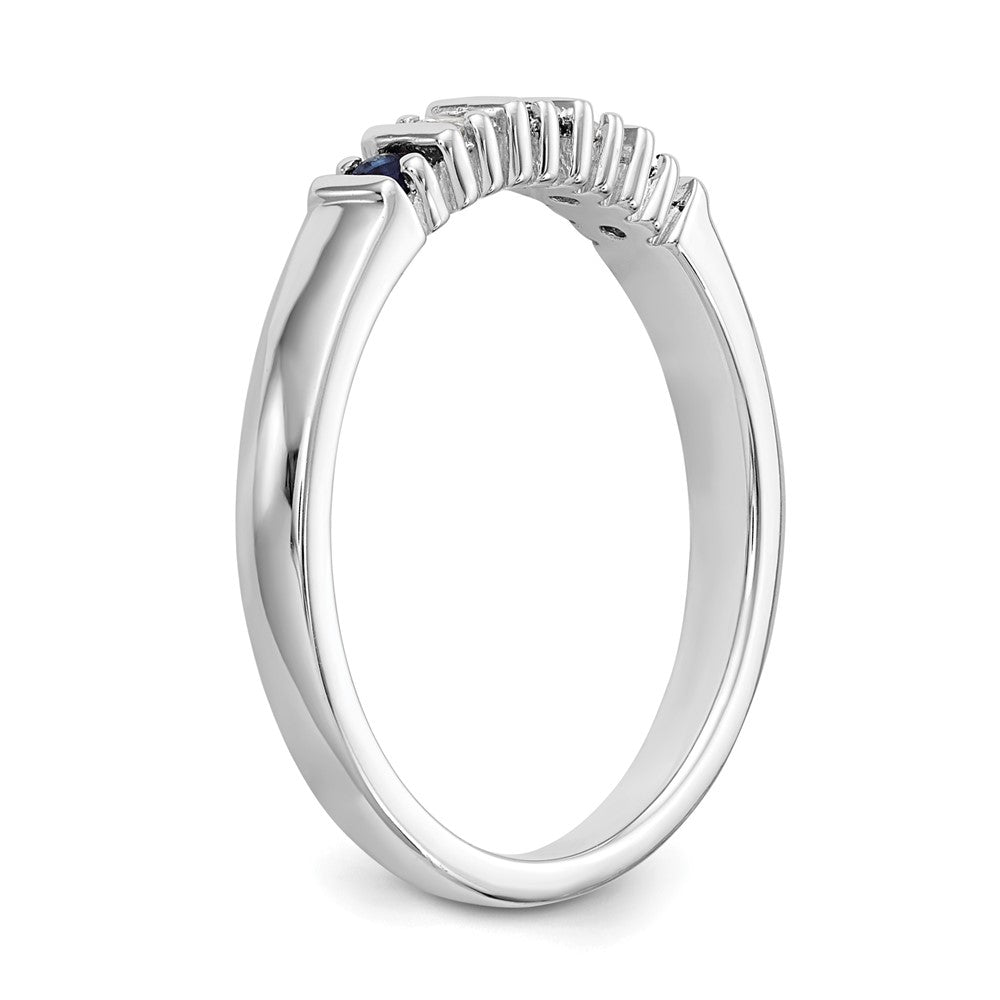 14k White Gold Diamond w/Sapphire Band