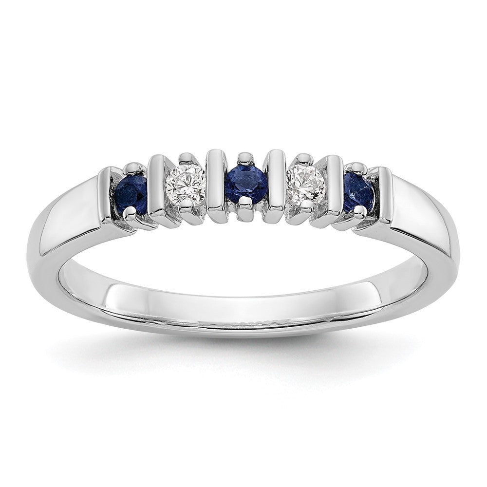 14k White Gold Diamond w/Sapphire Band