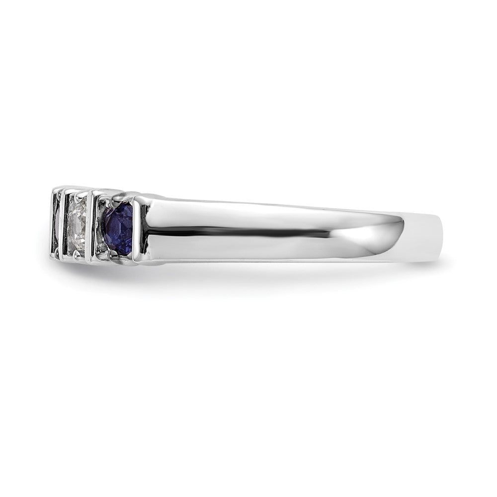 14k White Gold Diamond w/Sapphire Band
