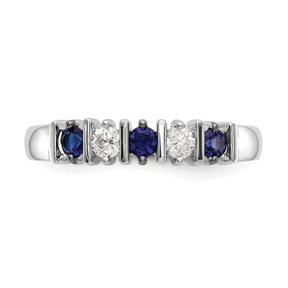 14k White Gold Diamond w/Sapphire Band