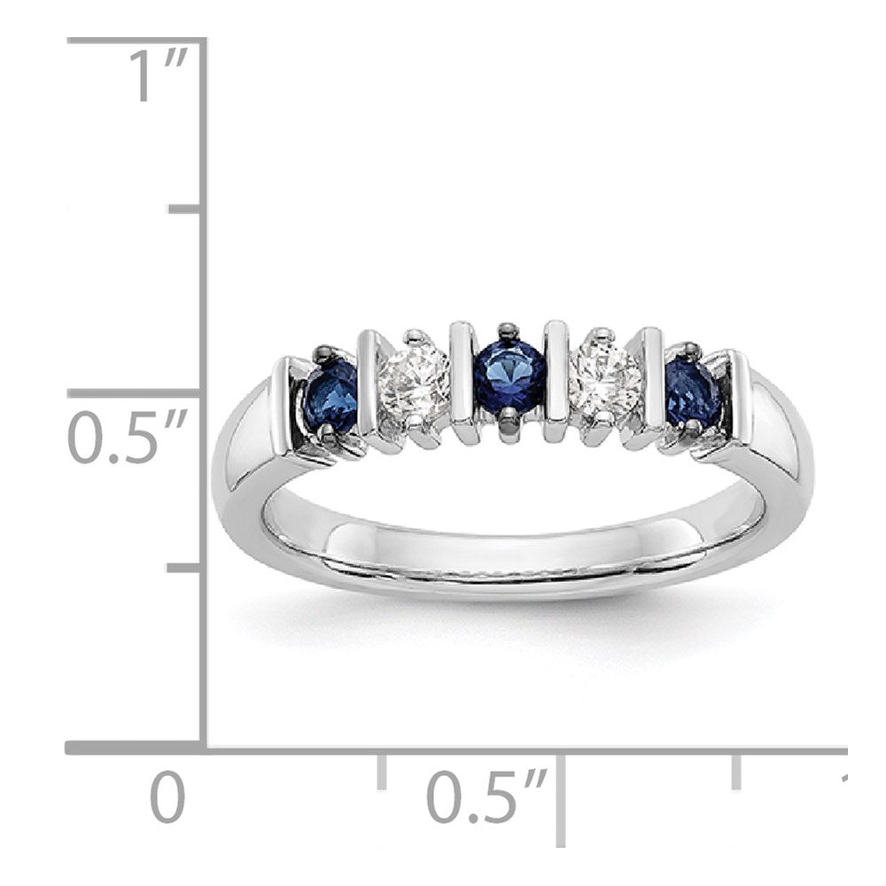 14k White Gold Diamond w/Sapphire Band
