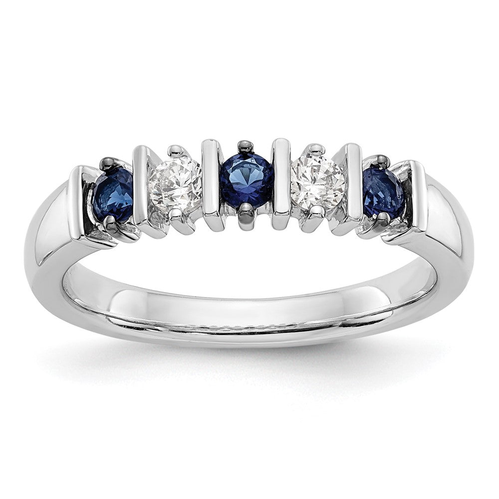 14k White Gold Diamond w/Sapphire Band
