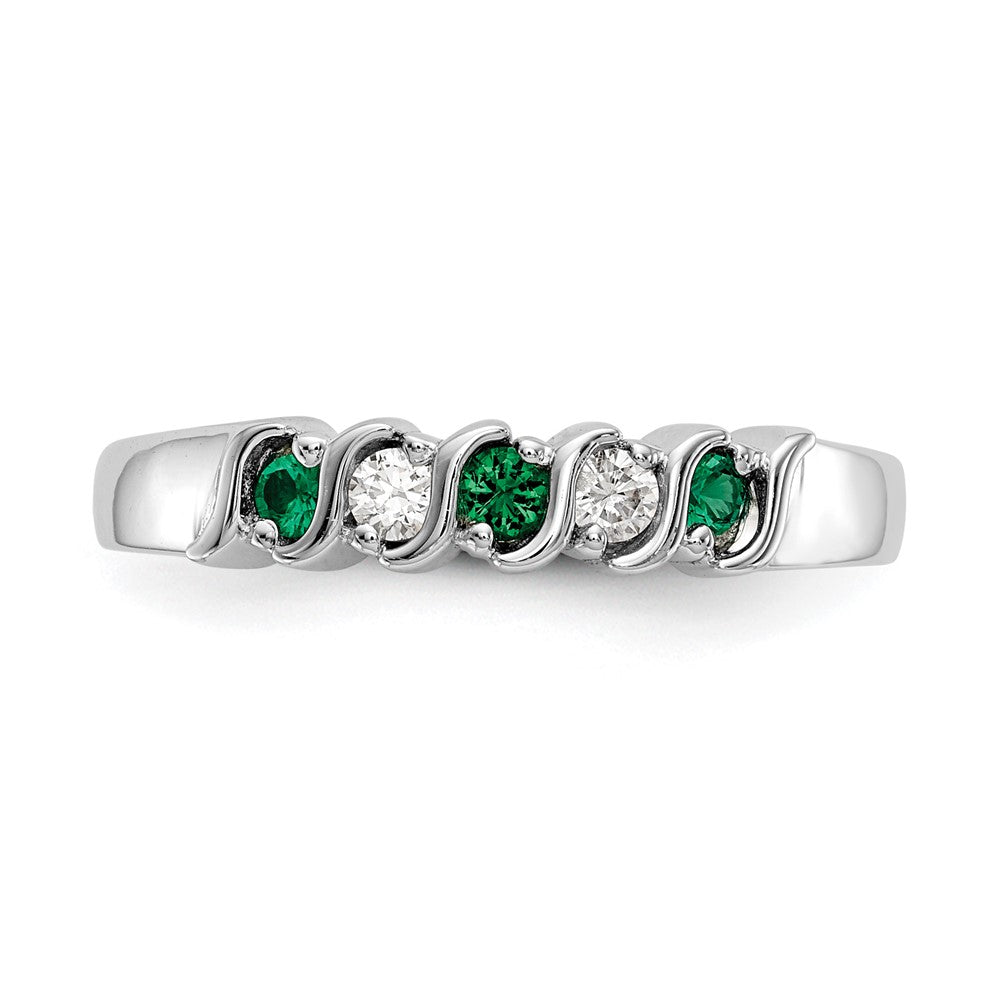 14k White Gold Diamond w/Emerald Band