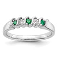 14k White Gold Diamond w/Emerald Band