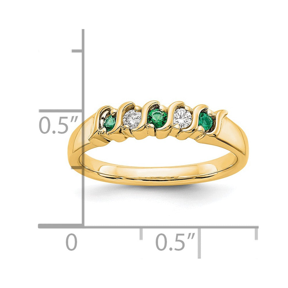 14k Yellow Gold Diamond w/Emerald Band