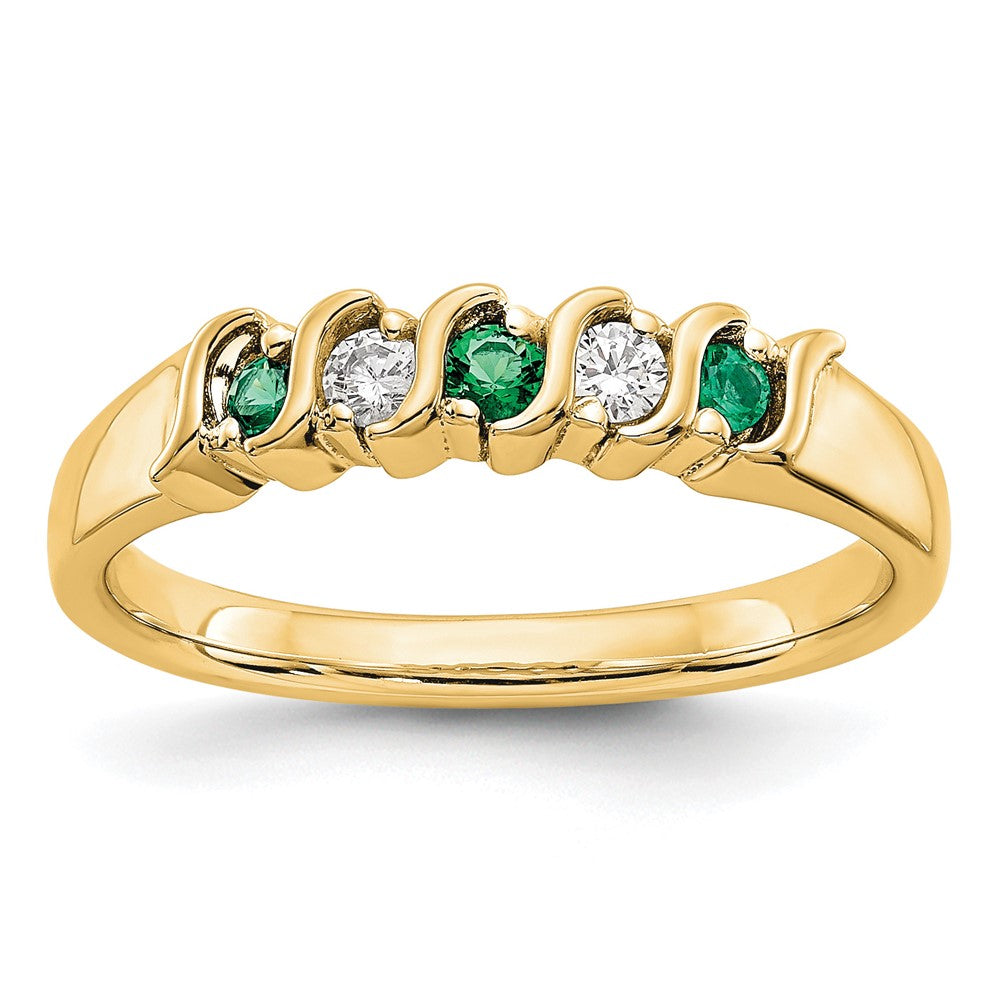 14k Yellow Gold Diamond w/Emerald Band