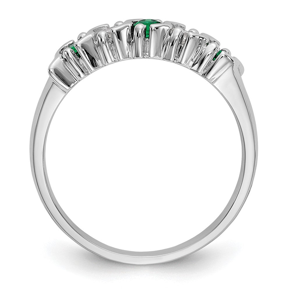 14k White Gold Diamond w/Emerald Band