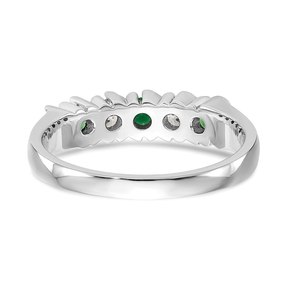 14k White Gold Diamond w/Emerald Band