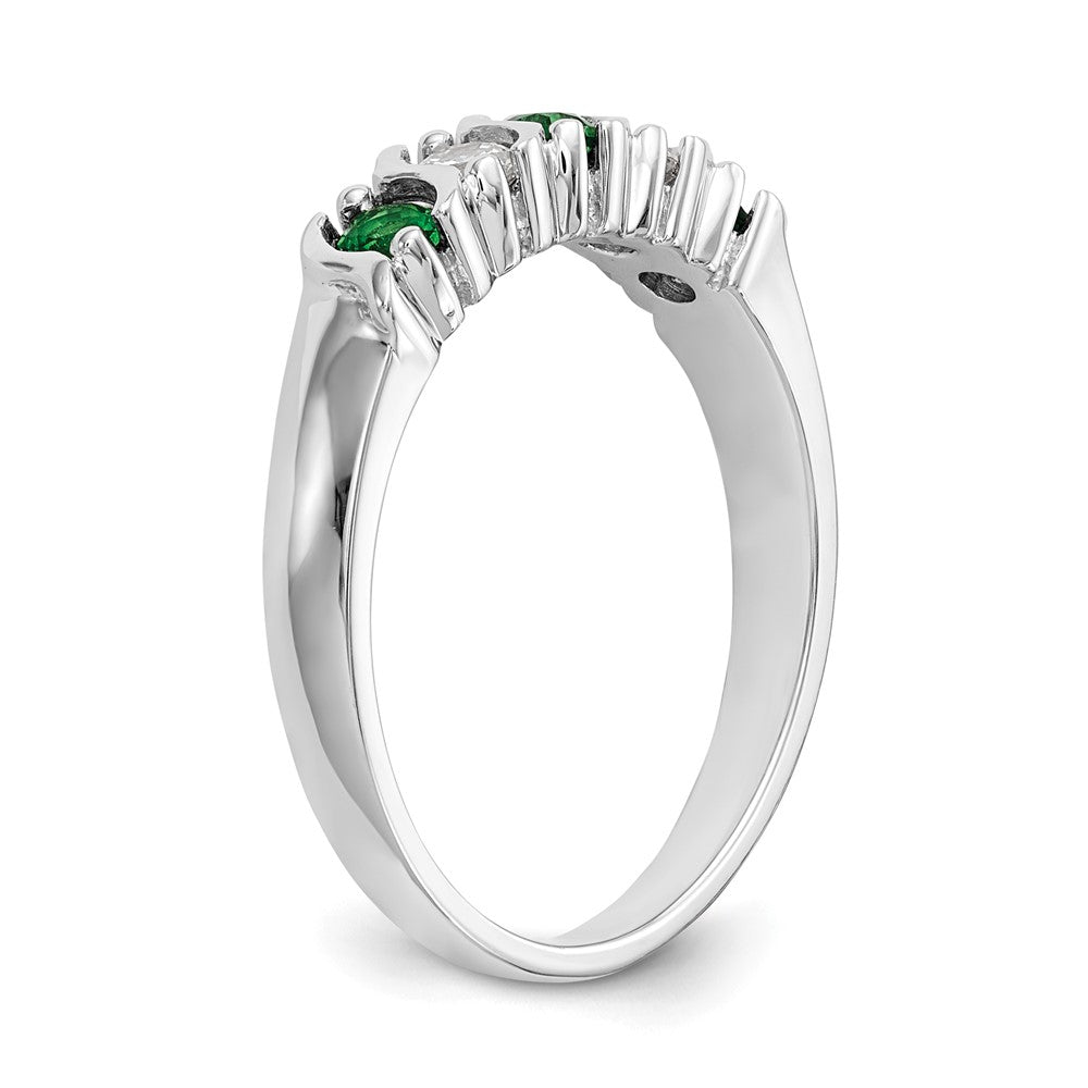 14k White Gold Diamond w/Emerald Band