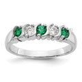 14k White Gold Diamond w/Emerald Band