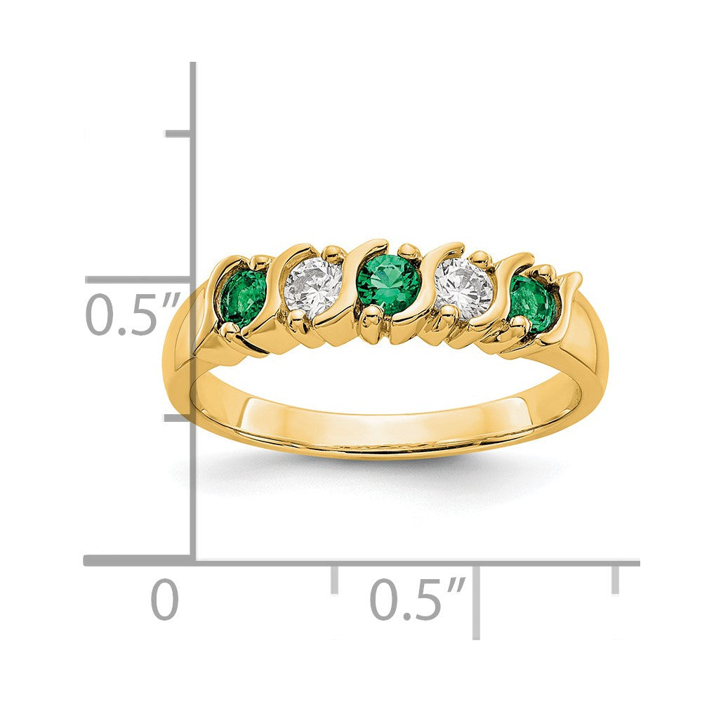 14k Yellow Gold Diamond w/Emerald Band
