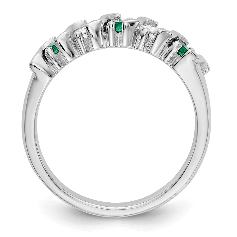 14k White Gold Diamond w/Emerald Band