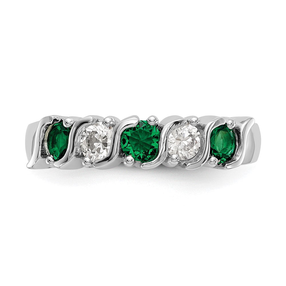 14k White Gold Diamond w/Emerald Band