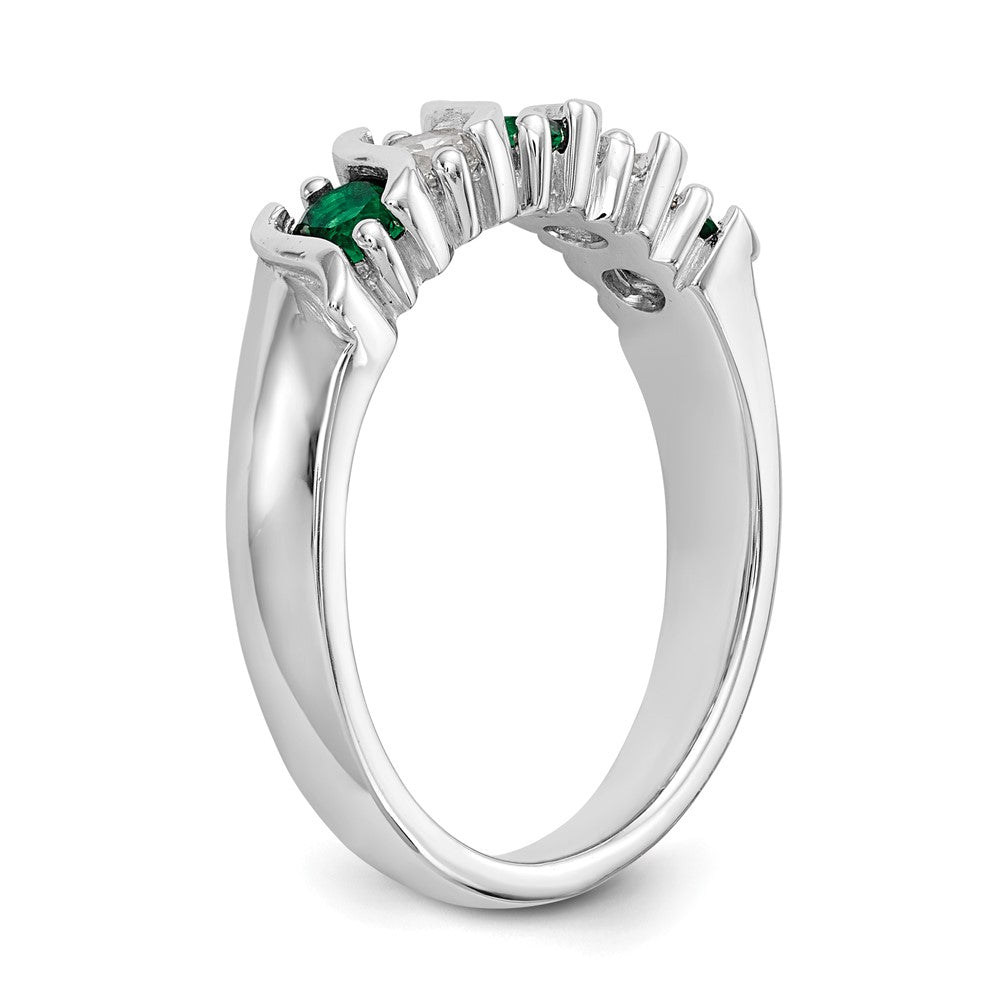 14k White Gold Diamond w/Emerald Band