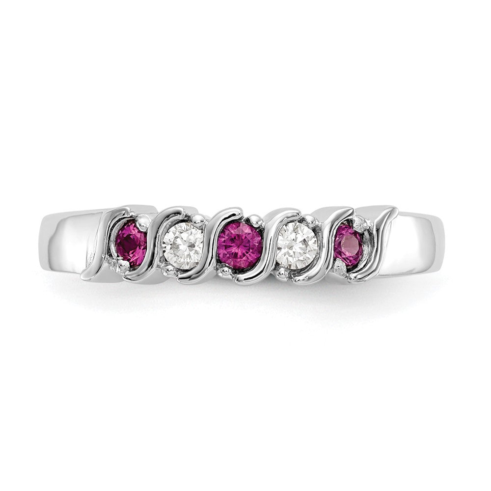 14k White Gold Diamond w/Ruby Band