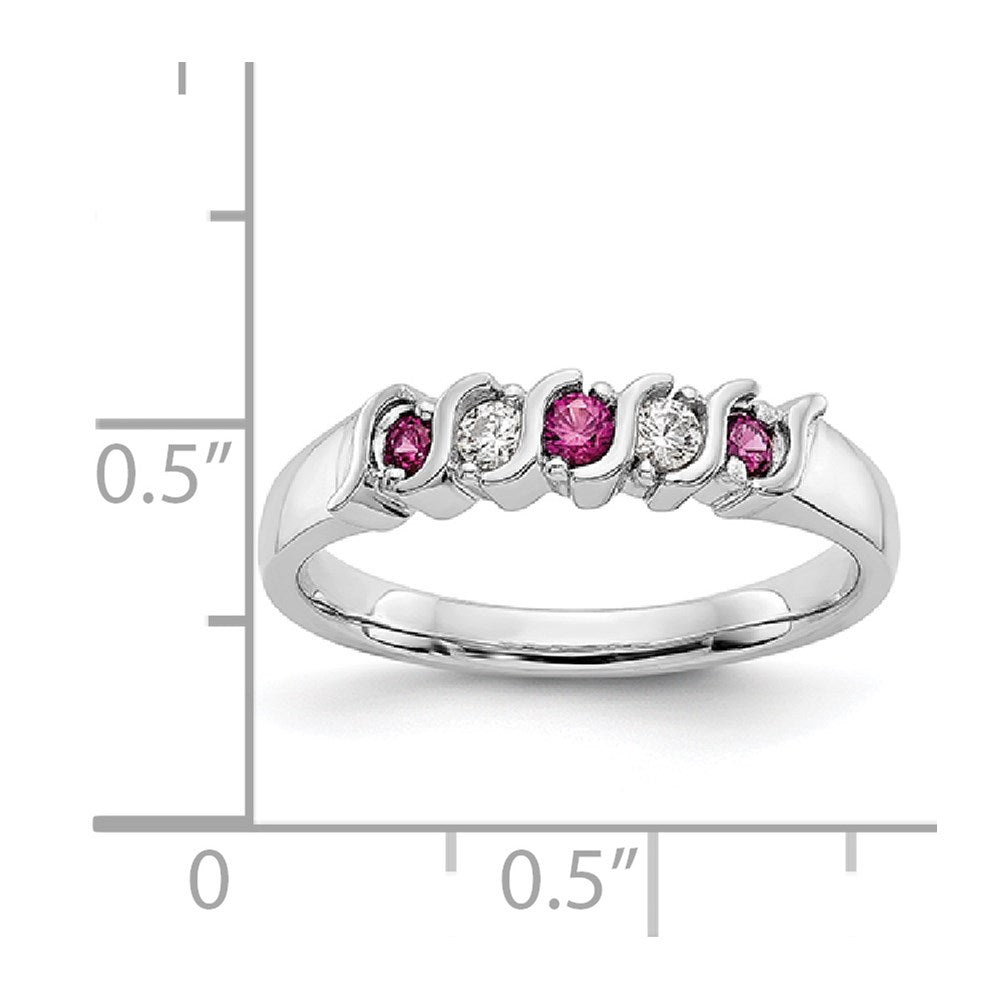 14k White Gold Diamond w/Ruby Band