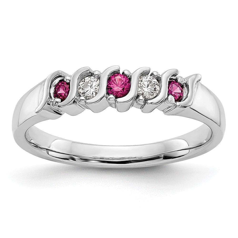 14k White Gold Diamond w/Ruby Band
