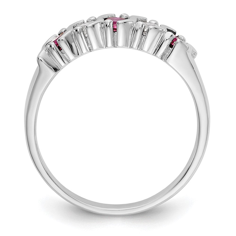 14k White Gold Diamond w/Ruby Band