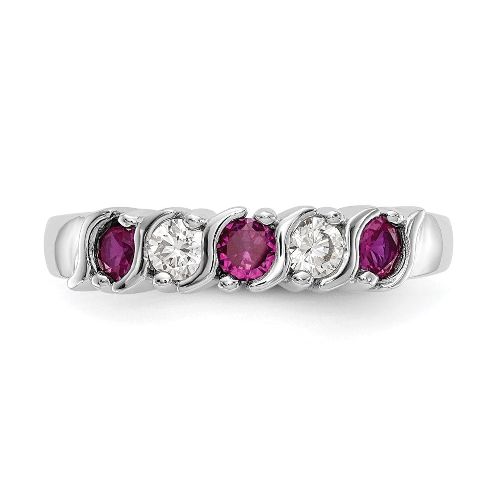 14k White Gold Diamond w/Ruby Band