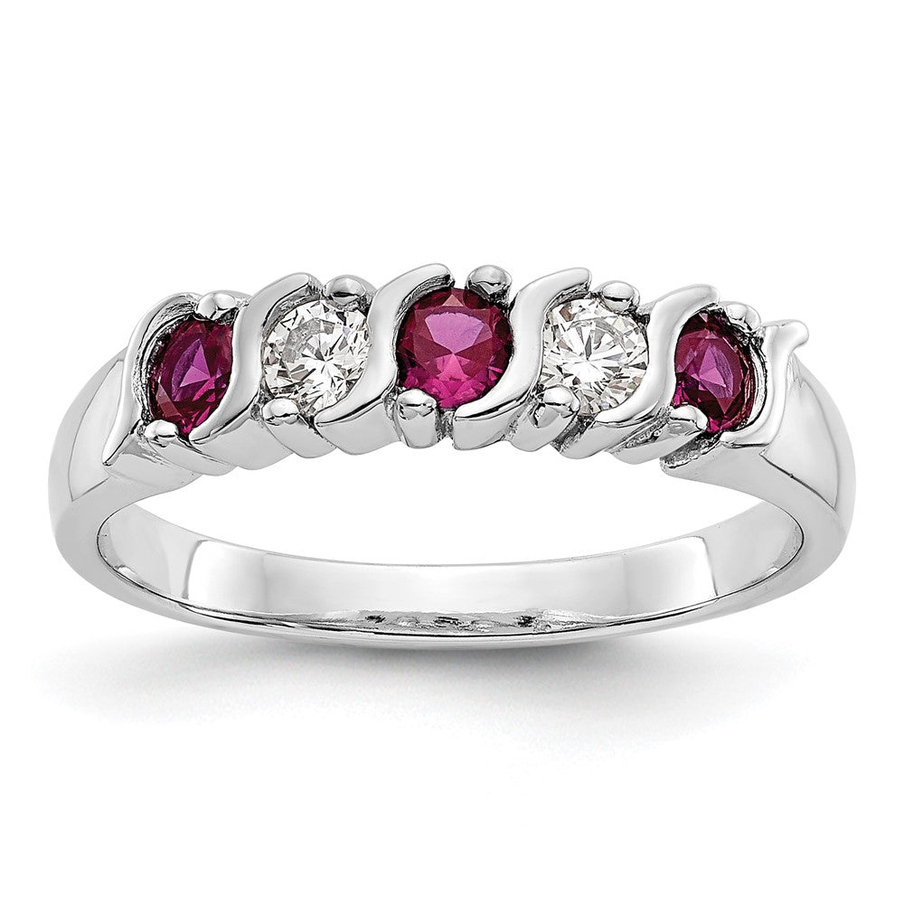14k White Gold Diamond w/Ruby Band