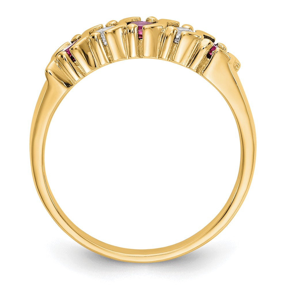 14k Yellow Gold Diamond w/Ruby Band