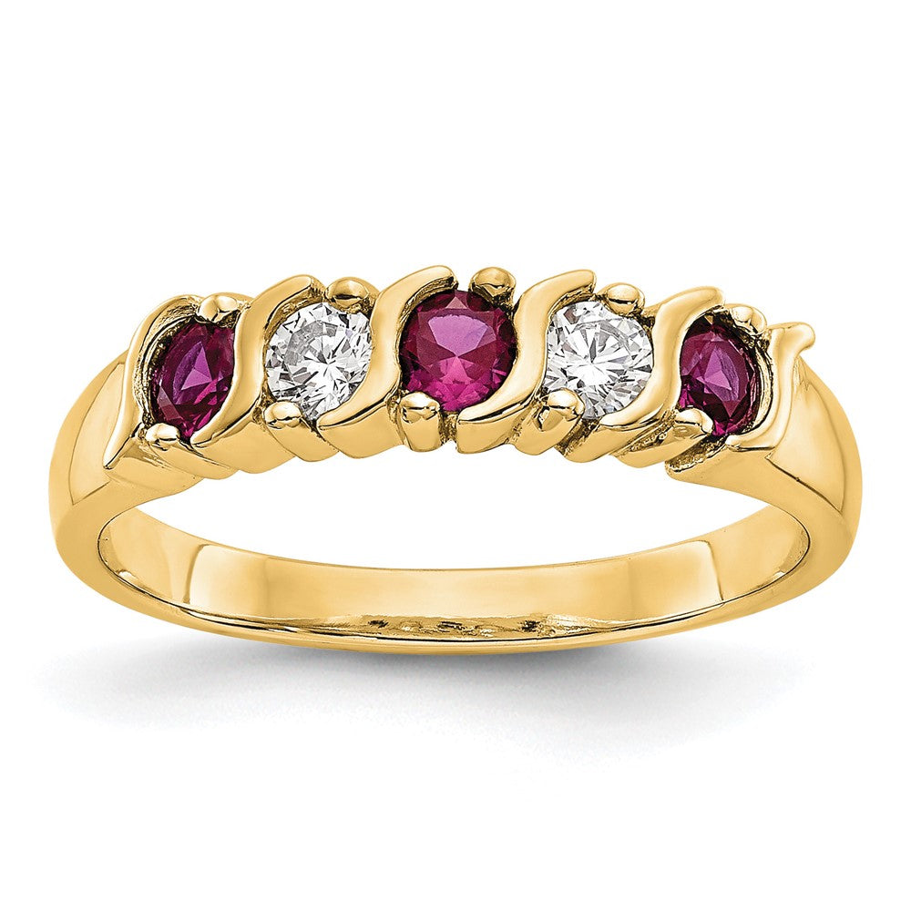 14k Yellow Gold Diamond w/Ruby Band