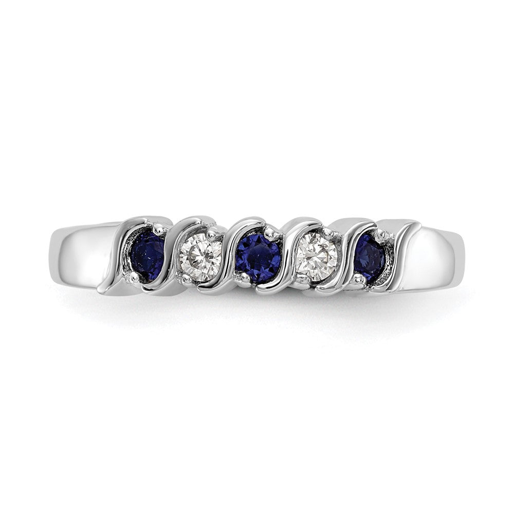 14k White Gold Diamond w/Sapphire Band