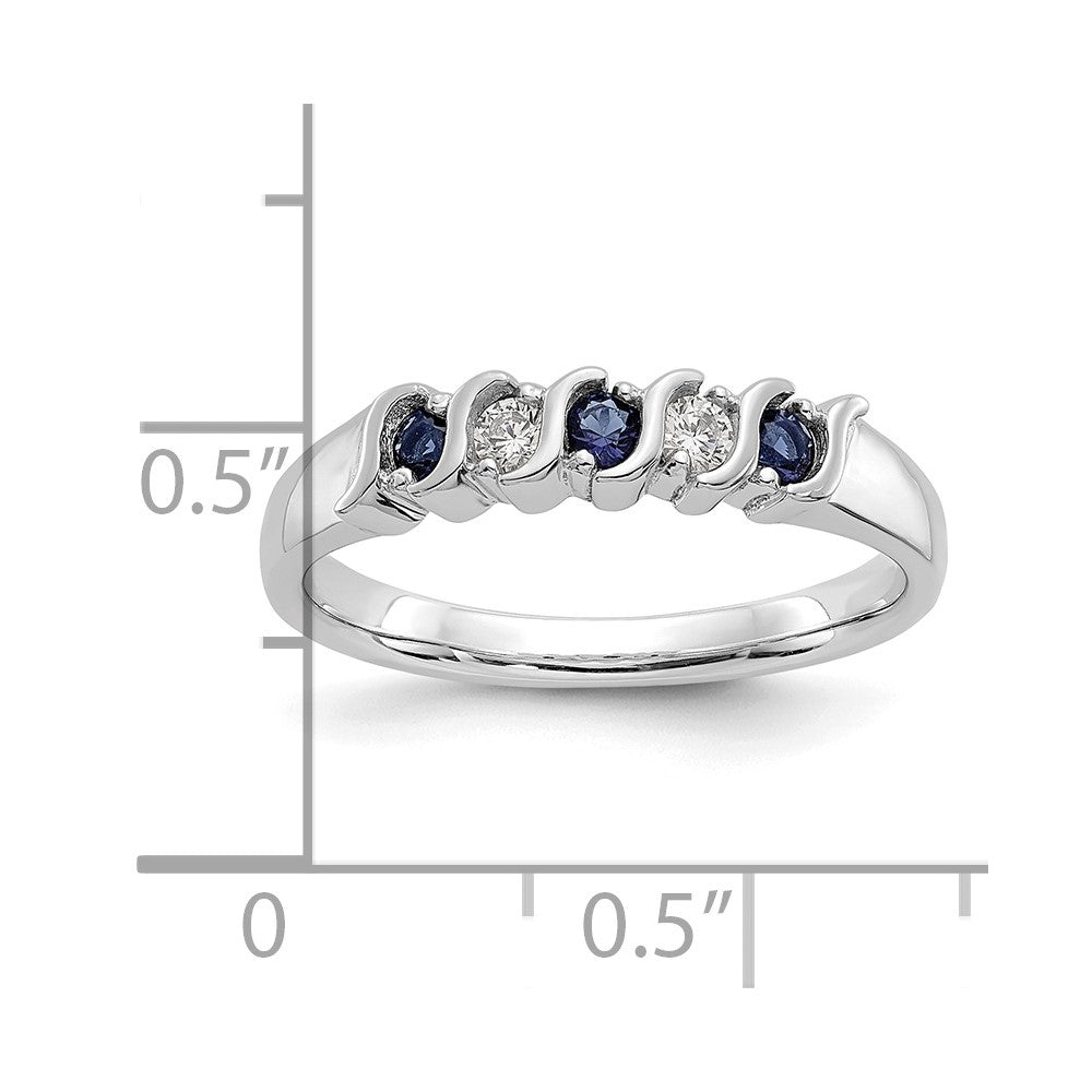14k White Gold Diamond w/Sapphire Band