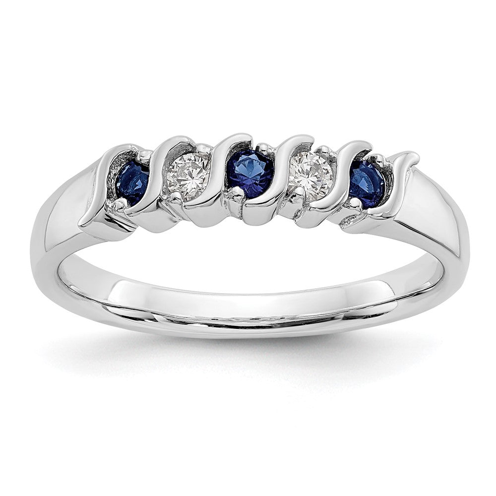 14k White Gold Diamond w/Sapphire Band
