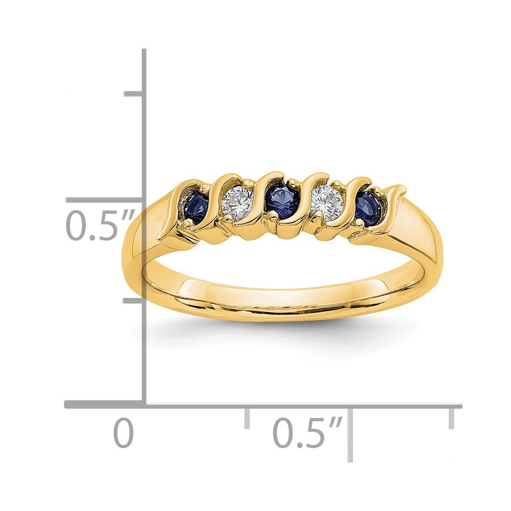 14k Yellow Gold Diamond w/Sapphire Band