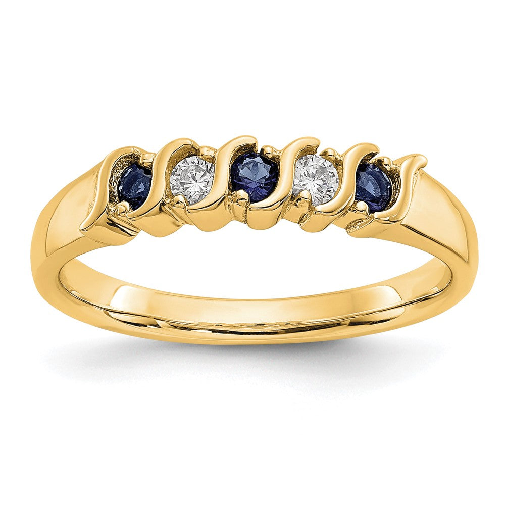 14k Yellow Gold Diamond w/Sapphire Band