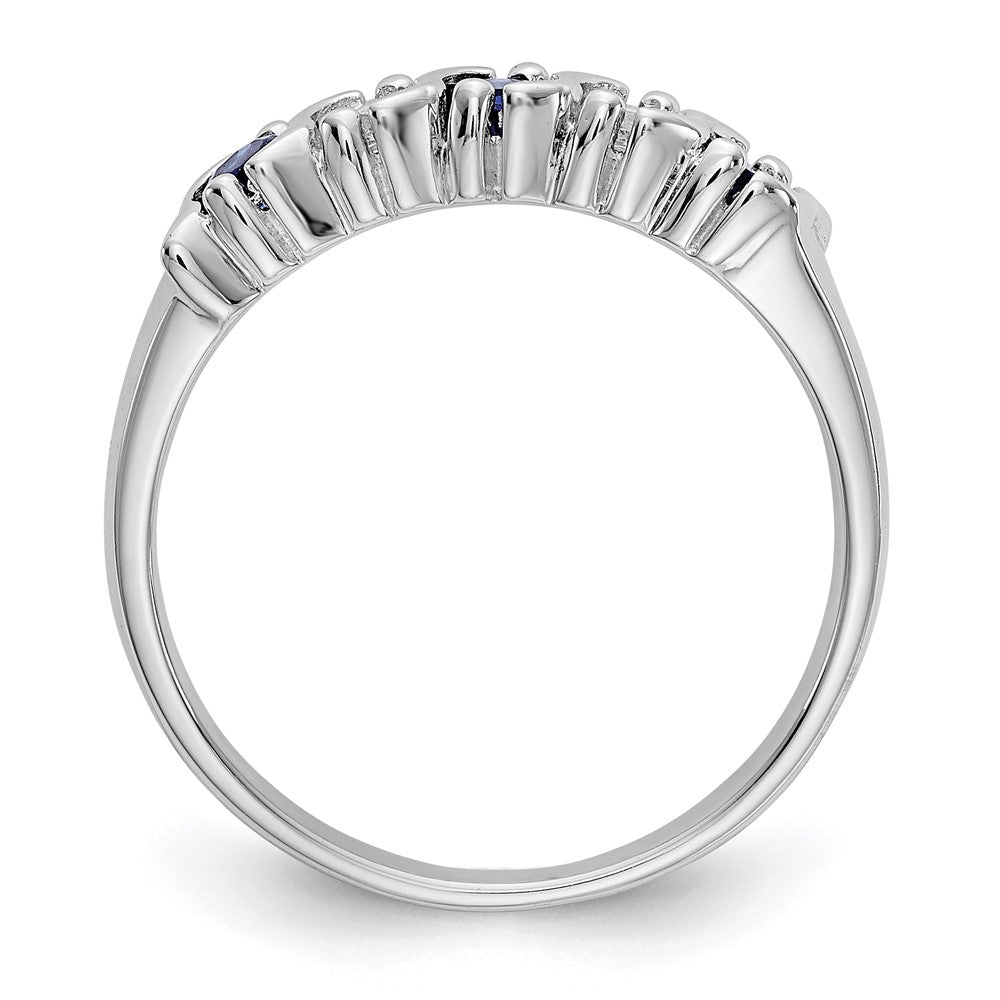 14k White Gold Diamond w/Sapphire Band