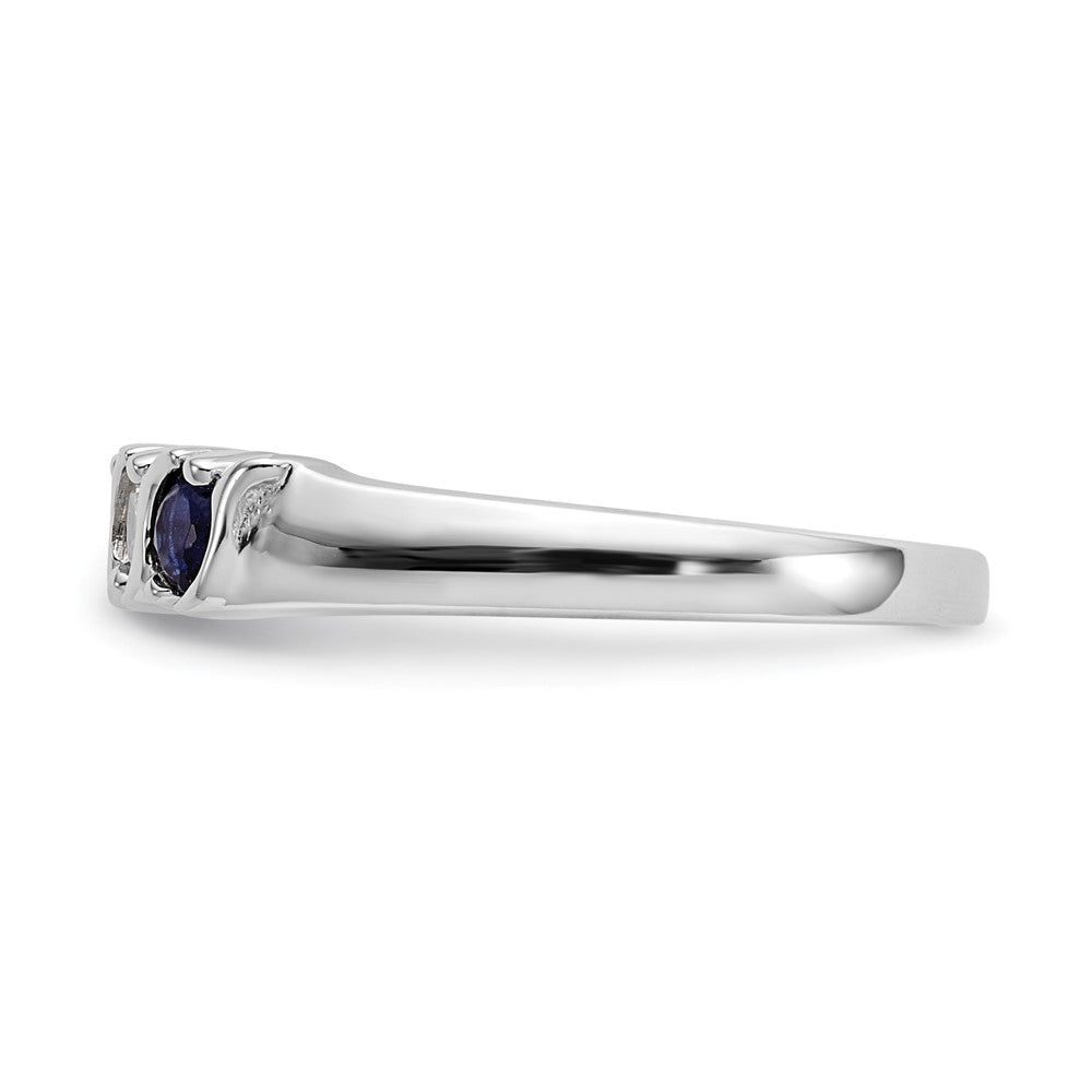 14k White Gold Diamond w/Sapphire Band