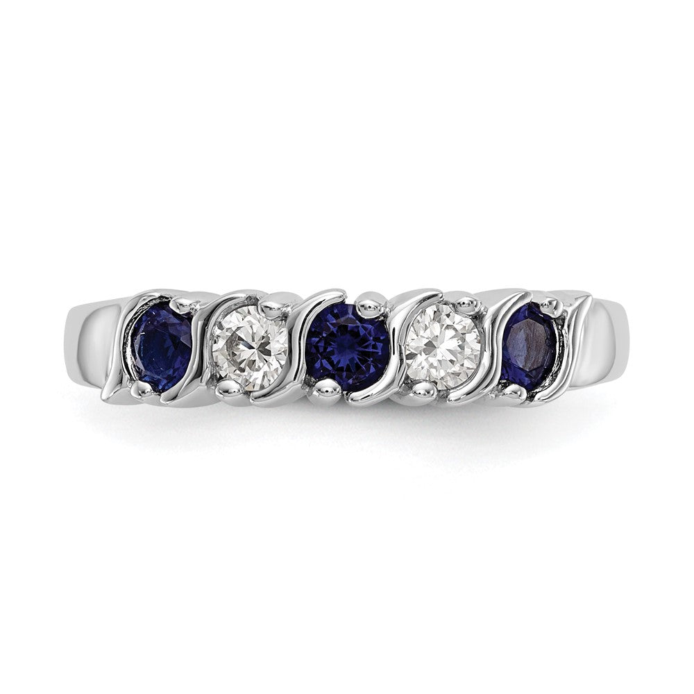 14k White Gold Diamond w/Sapphire Band