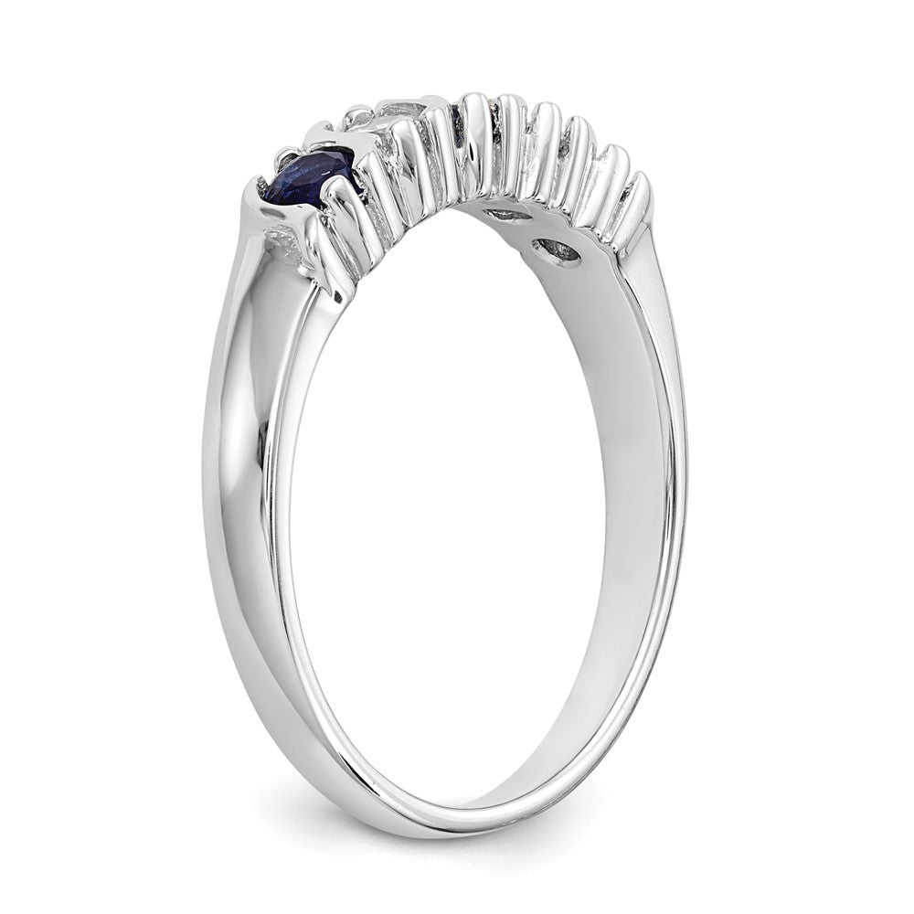 14k White Gold Diamond w/Sapphire Band