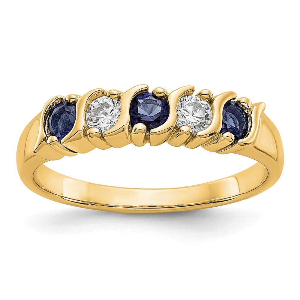 14k Yellow Gold Diamond w/Sapphire Band