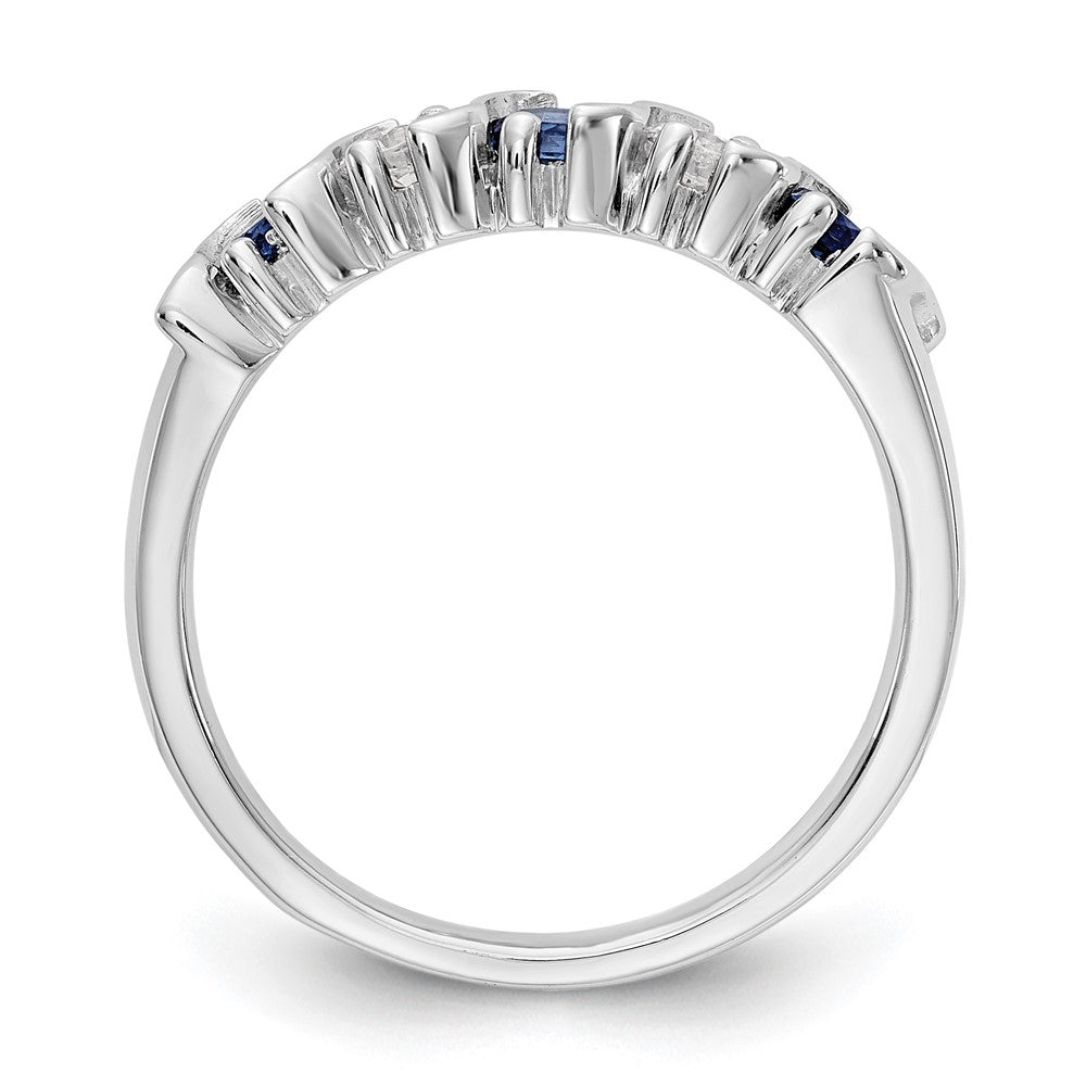 14k White Gold Diamond w/Sapphire Band