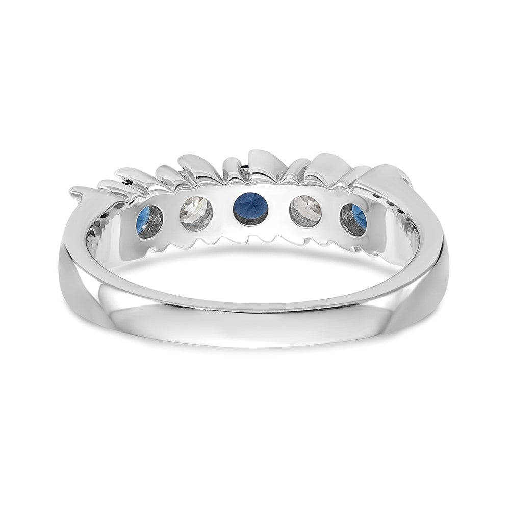 14k White Gold Diamond w/Sapphire Band