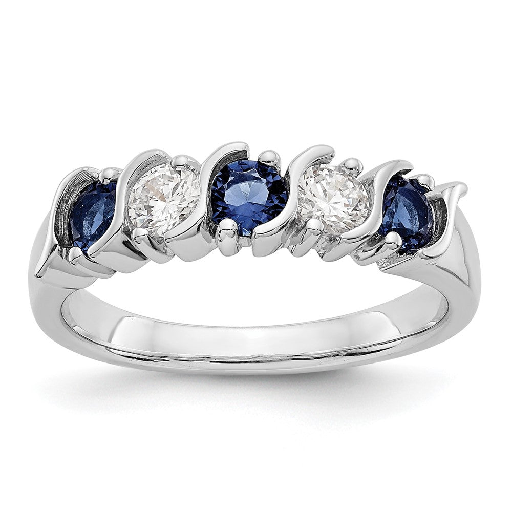 14k White Gold Diamond w/Sapphire Band