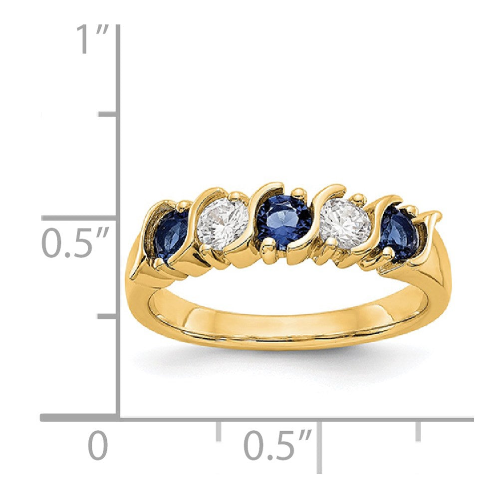 14k Yellow Gold Diamond w/Sapphire Band