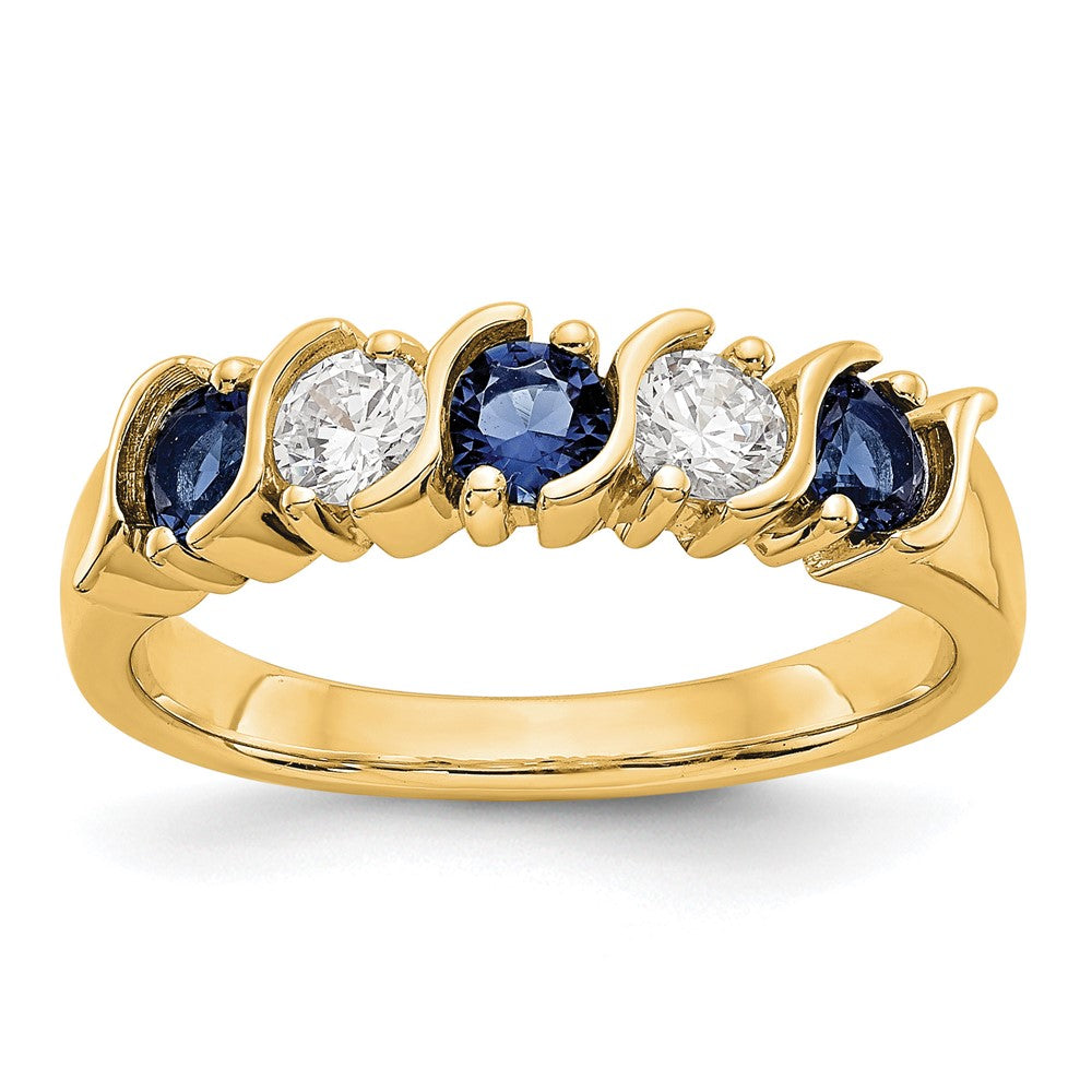 14k Yellow Gold Diamond w/Sapphire Band