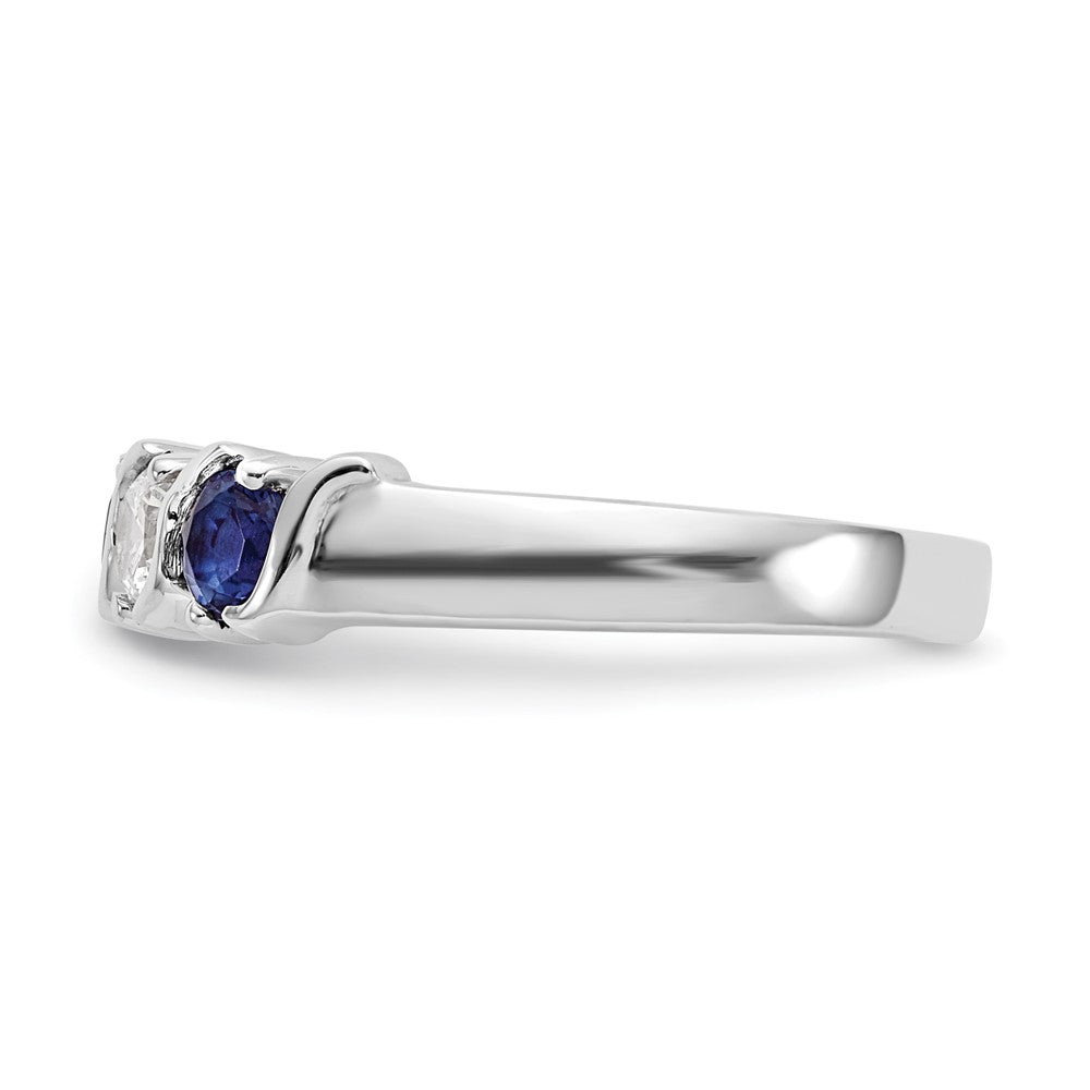 14k White Gold Diamond w/Sapphire Band
