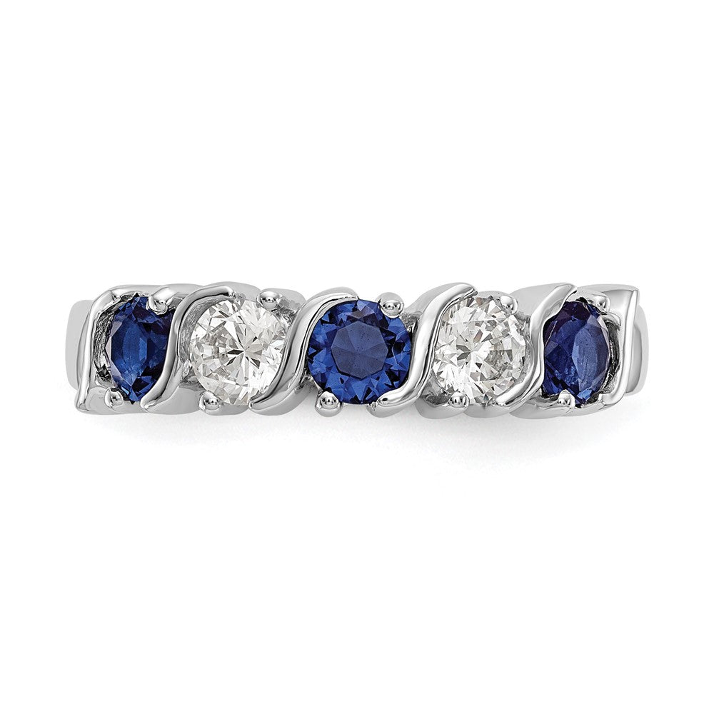 14k White Gold Diamond w/Sapphire Band